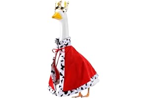 EKOREST King Porch Goose Outfits for 23 Inch Lawn Statue, Red Cloak Crown Set Costume for Plastic/Cement Statue, Duck Sculpture Clothes for Yard Patio Cosplay Party Decoration