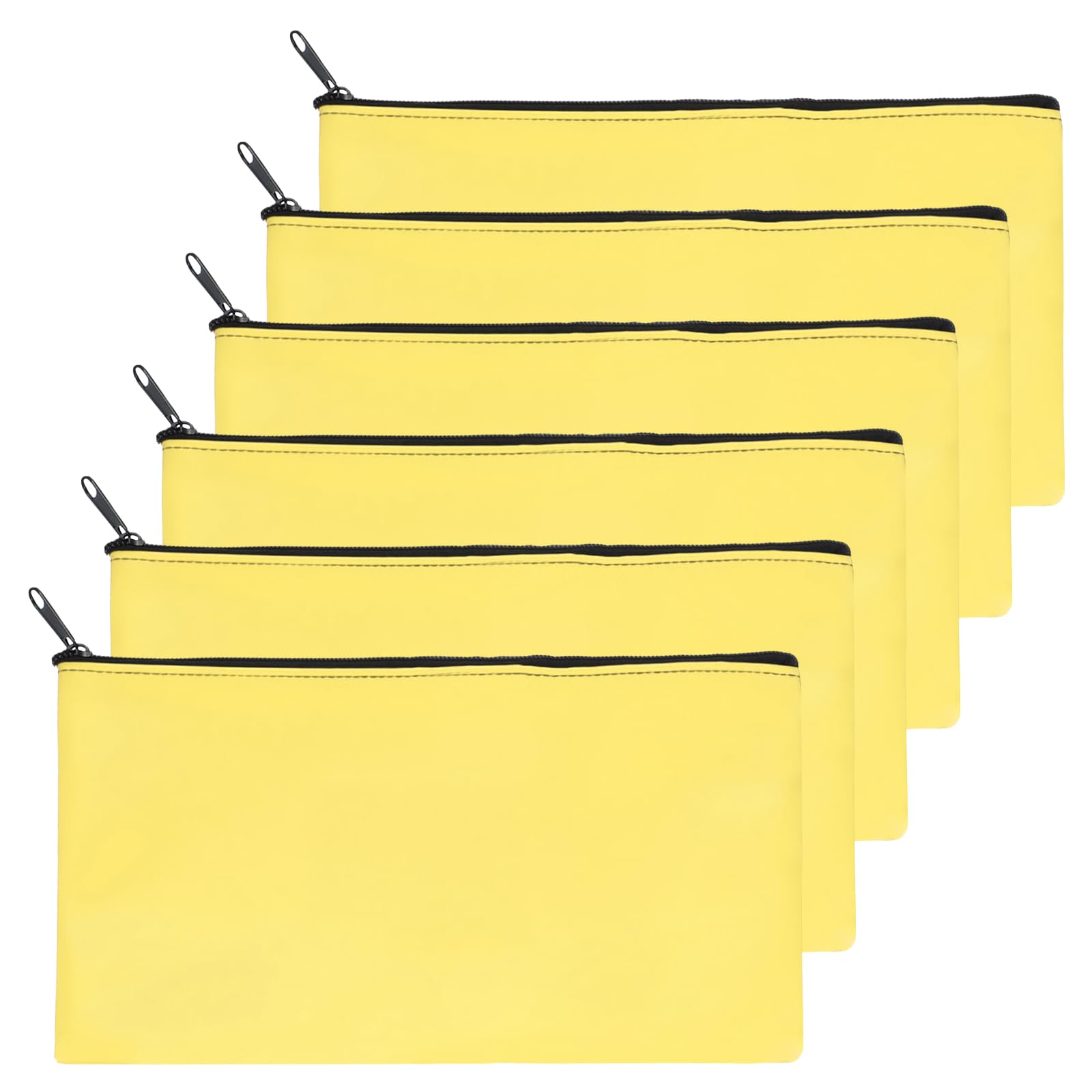 PATIKIL 11"x 6" Bank Deposit Bag, 6Pcs Money Bag Bank Bag Security Money Pouch Receipt Holder for Tickets Coin Makeup Cosmetics Bills, Bright Yellow