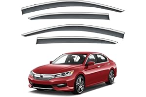 Vesul Outside Mount Tape-on Polycarbonate Rain Guards Window Visors Compatible with Honda Accord 2013-2017 Window Wind Deflector Shield Cover with 304 Stainless Steel Trim