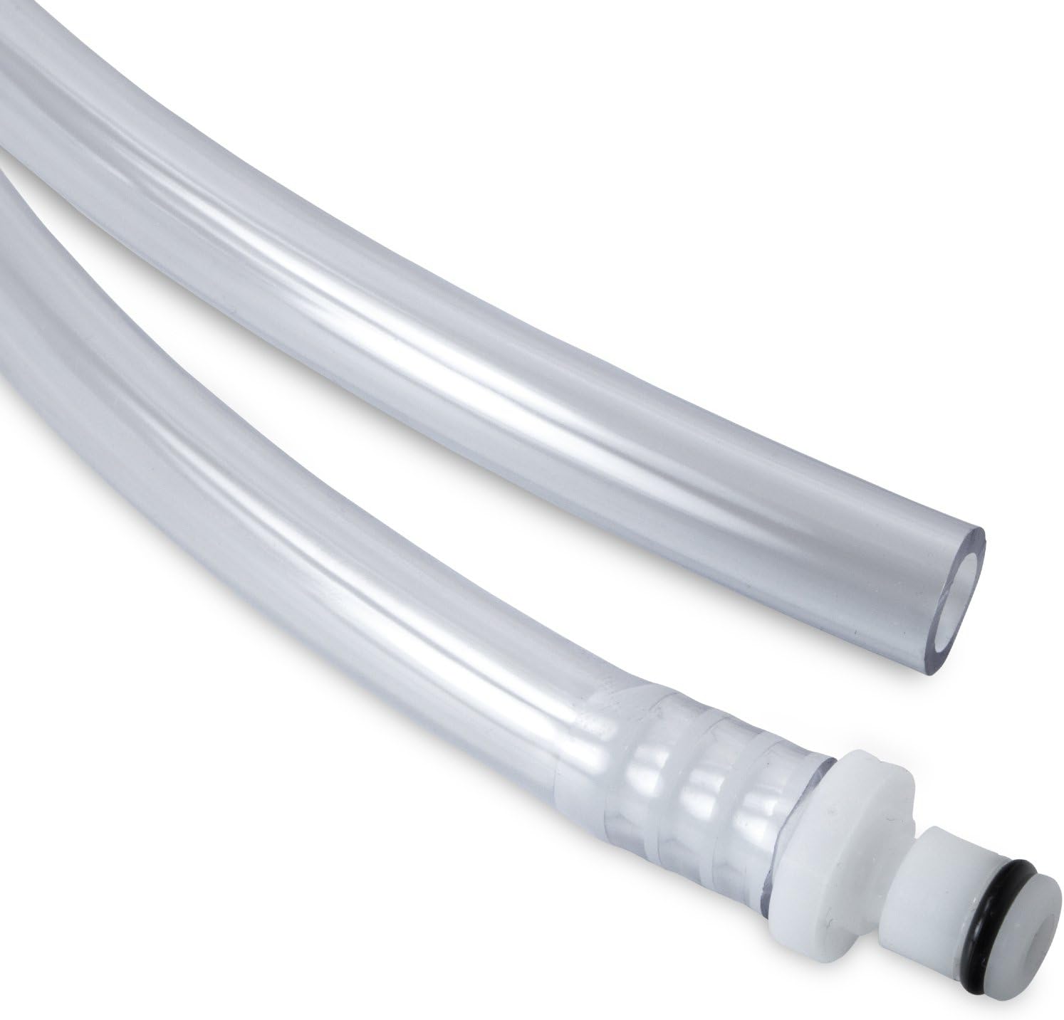 LeLuv Clear Hose and 1/4 inch Barbed Male Fitting for Vacuum Pumps 12 inch Length Collapse-Resistant