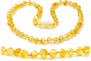 Cici's Story Baltic Amber Necklace (13 Inches, Lemon Raw) - 100% Certified Authentic Baltic Amber - Handmade Jewelry
