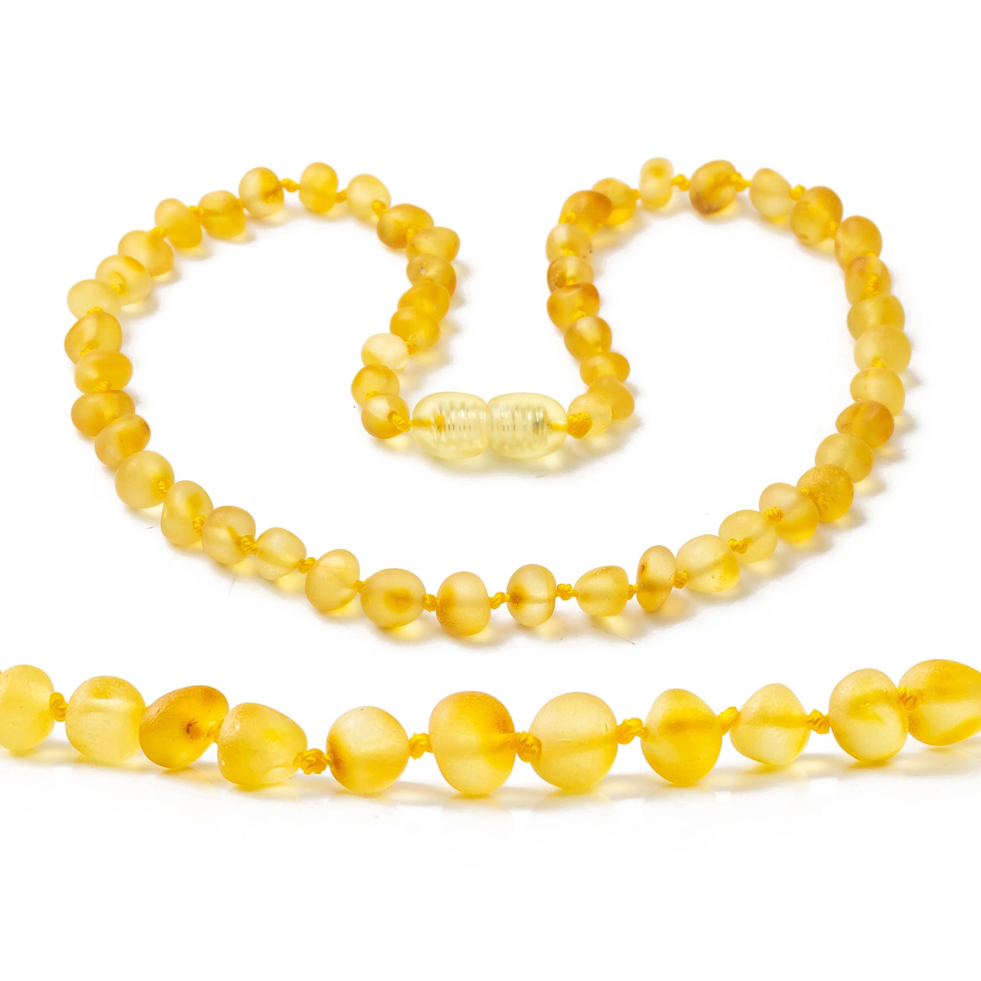 ZHAOXIA Baltic Amber Necklace Sizes 28cm - Butterscotch - Raw not Polished - Knotted Between Beads — image 1