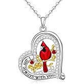 Cardinal Necklaces Cardinal Gifts for Women Red Birds Heart Cardinal Necklace 925 Sterling Silver Pendant Charm Memorial Jewelry