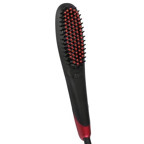 Red Pro Hair Straightener Ceramic Detangling Brush Hair