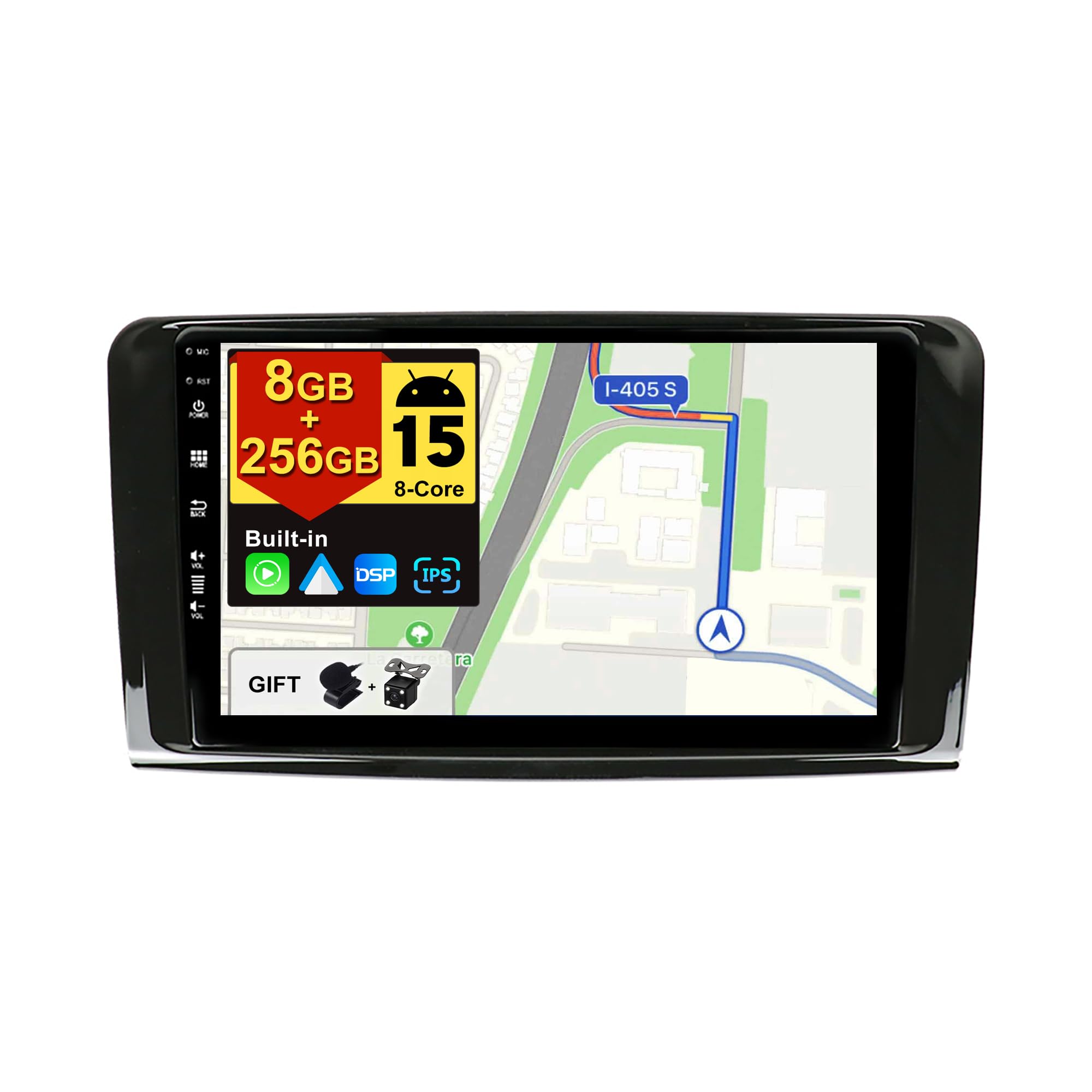 BXLIYER - [ 8G+256G] - Android 15 IPS Car Stereo For Benz GL ML Class W164 X164 ML350 ML450 ML500 GL320 GL450 - Wireless CarPlay/Android Auto - Camera & MIC - 9 Inch 2 Din - SWC DAB Fast-boot 360-CAM