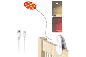 Diomart Rechargeable LED Desk Lamp, Clip On Dimmable Reading Light with Timer, Red Light Sleep Aid Bedside Lamp for Workbench