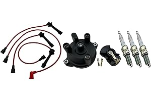 Spark Plugs + Ignition Wires + Cap Rotor for Suzuki Carry Tune Up Kit F6A Engine