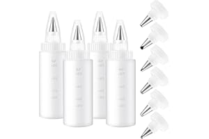 Icing Bottles for Cookie Decorating, 4pcs Icing Squeeze Bottles with 6 Piping Tips, Baking Accessories