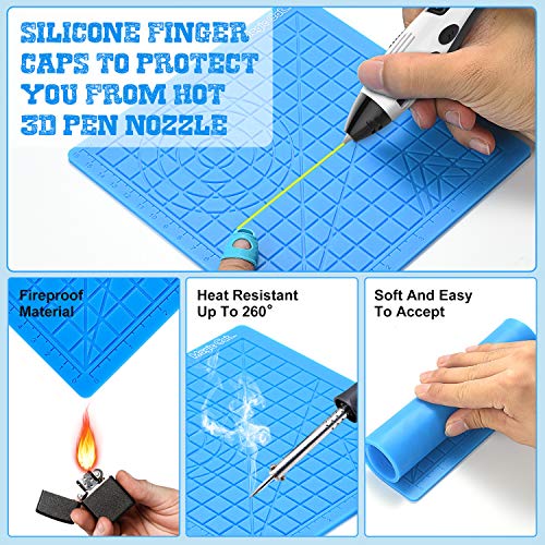 Magic MAT 3D Pen Mat, Silicone Design Mat with MAGIC CAT 3D Pen Stencils Book and 2 Silicone Finger Caps, Great 3D Pen Drawing Tools for 3D Pen - Thumbnail 3