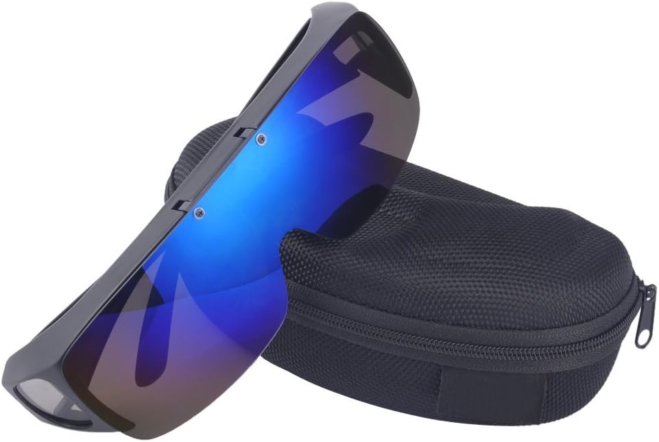 TINHAO Mens Polarized Flip Up Fitover Sunglasses with Mirrored Lenses