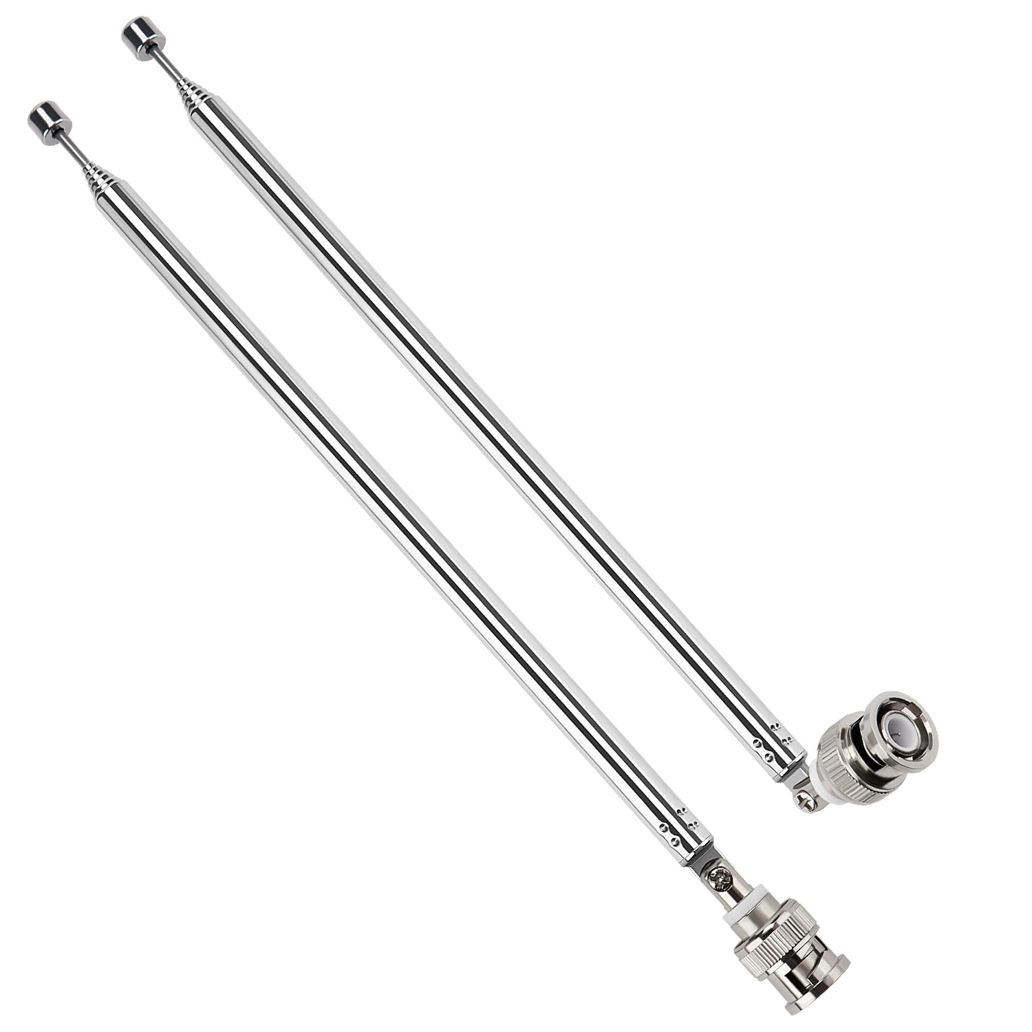 VooGenzek 2 PCS 100cm 7 Section Replacement Telescopic Aerial Antenna, DAB FM Antenna Replacement, Portable Radio Antenna, with BNC Connector, for DAB AM/FM Stereo Reception