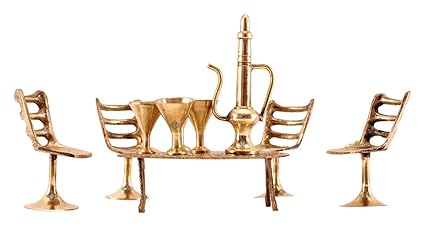 Indian Art Villa Brass Handcrafted Indian Maharaja Dining Set Table Set Figurine - Showpiece Decorative Gift Item