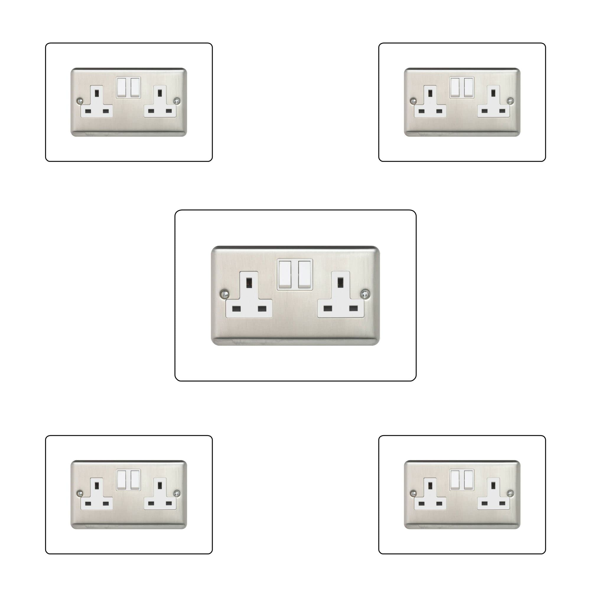 5X Double Socket Surround, Acrylic Back Panel or Plate, Protect Wall from Finger Prints, Font Colour:White