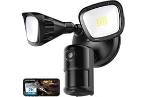ieGeek Floodlight Camera Outdoor, 2K Wired Home Smart Security Cameras, 2.4G WiFi Flood Light Camera with Motion Sensor, Wiring 2600 Lumens Cam, Color Night Vision,Siren,2 Way Audio, Works with Alexa