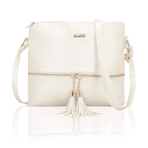 KLEIO Stylish Lightweight Tassel PU Leather Cross Body Side Sling Handbag Purse For Women Girls Ladies