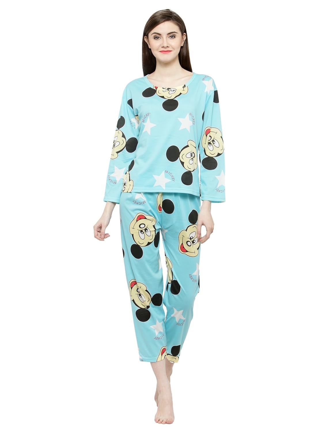 n-gal women blue black printed nightwear pajama loungewear set - nayn41-blue