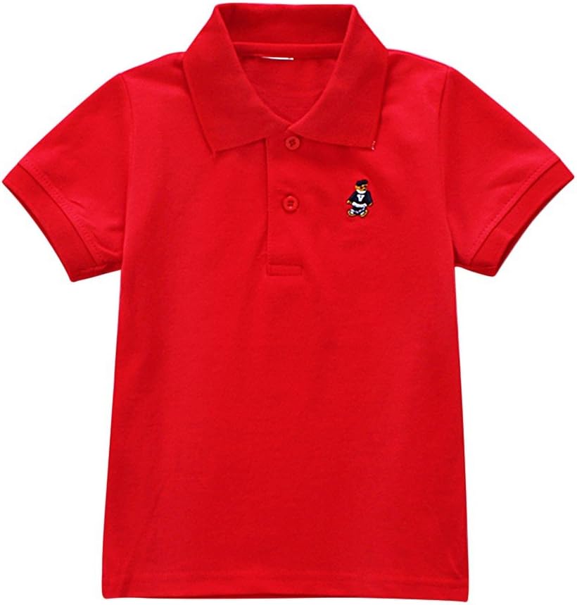 Timall Unisex Kids Tops Polo T-Shirts Plain Cotton Shirt Short Sleeve Tops for Boys Girls