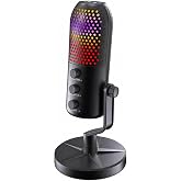 SINWE USB PC Mic with Noise Cancelation &amp; Gain Control | Gaming Microphone for Streaming, Gaming, Podcasts, PC, PS4 -Includes Quick Mute &amp; RGB Lighting