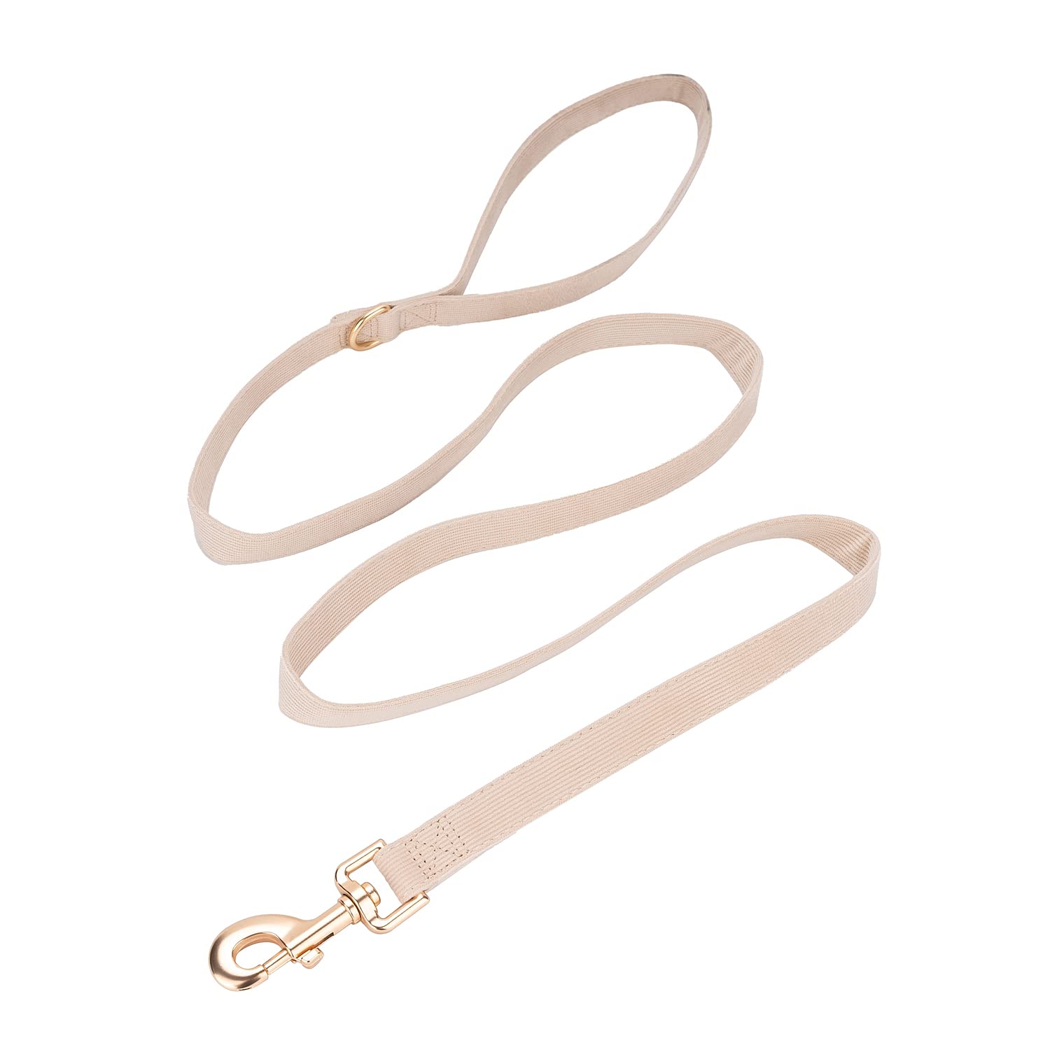 YUDOTE Soft Corduroy Dog Lead Medium 2x150cm,Creamy White