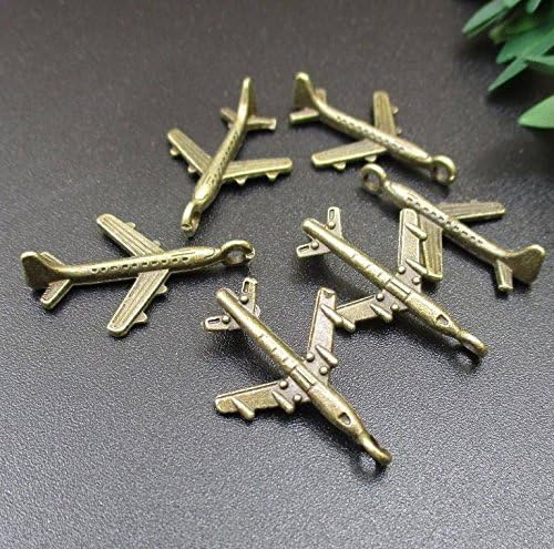 16PCS 15x24mm Airplane Charms Antique Bronze Tone 3D (CB107)