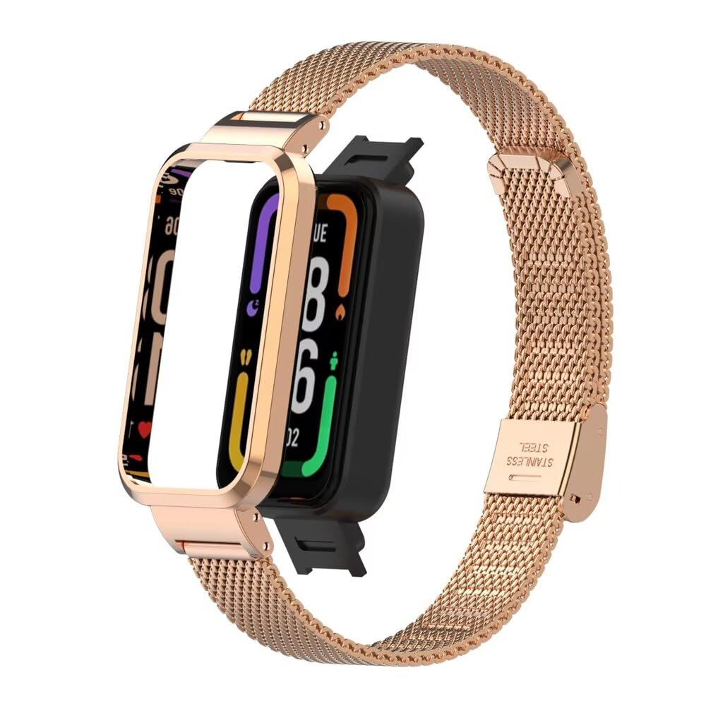 T-BLUER Compatible for Xiaomi Redmi Smart Band Pro Strap,Redmi Smart Band Pro Stainless Steel Metal Replacement Bands Straps Watchband Accessories for Xiaomi Redmi Smart Band Pro Bracelet