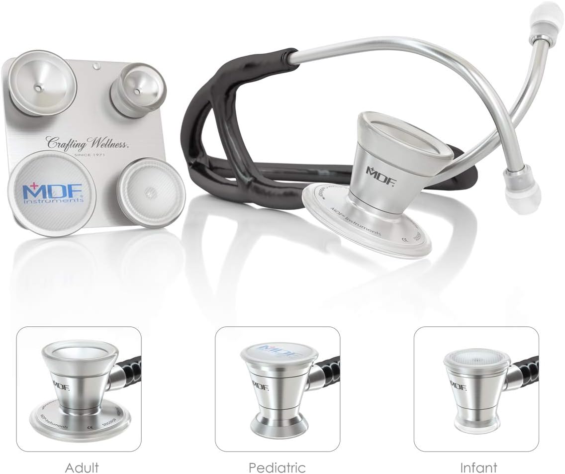 MDF ProCardial C3 Cardiology Stainless Steel Dual Head Stethoscope with Adult, Pediatric & Infant-Neonatal Convertible chestpiece - Free Parts for Life & - Black (MDF797CC-11)