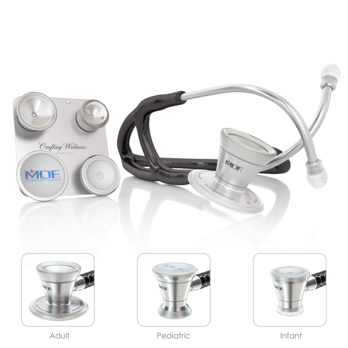 MDF ProCardial C3 Cardiology Stainless Steel Dual Head Stethoscope with Adult, Pediatric & Infant-Neonatal Convertible chestpiece - Free Parts for Life & - Black (MDF797CC-11)