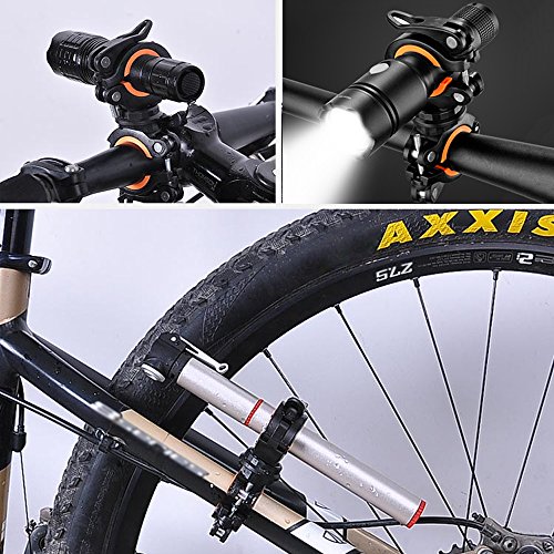 [2 Pack] Vonpri Flashlight Holder, Mount Bicycle Mounting Bracket Flashlight Holder Torch Clip 360º Rotation (Orange) - Thumbnail 6