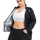 NINGMI Sauna Jackets Women Plus Size Sweat Suit Zipper Sauna Shirt Long Sleeve Body Shaper Gym Exercise Top with 1XL-5XL