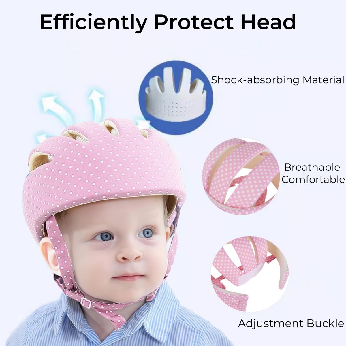 Baby Head Protector Helmet for Walking Crawling Toddler Anti-Collision Head Cushion Breathable Soft Adjustable Protective Hat Helmet Safety Cushion for Running Walking Protector