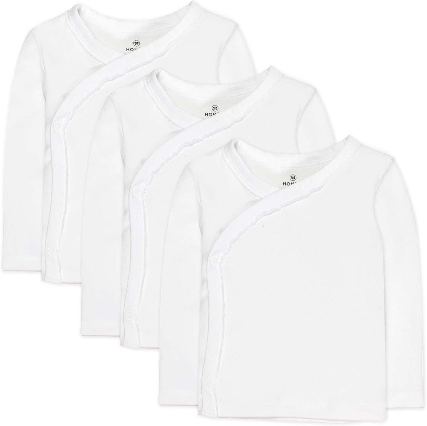 HonestBaby Baby 3-Pack Organic Cotton Long Sleeve Side-Snap Kimono Tops: Clothing