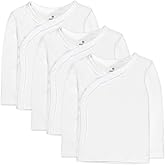 HonestBaby 3-pack Long Sleeve Side-snap Kimono Tops 100% Organic Cotton for Newborn Baby for Infant Boys, Girls, Unisex