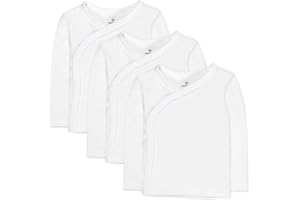 HonestBaby 3-pack Long Sleeve Side-snap Kimono Tops 100% Organic Cotton for Newborn Baby for Infant Boys, Girls, Unisex