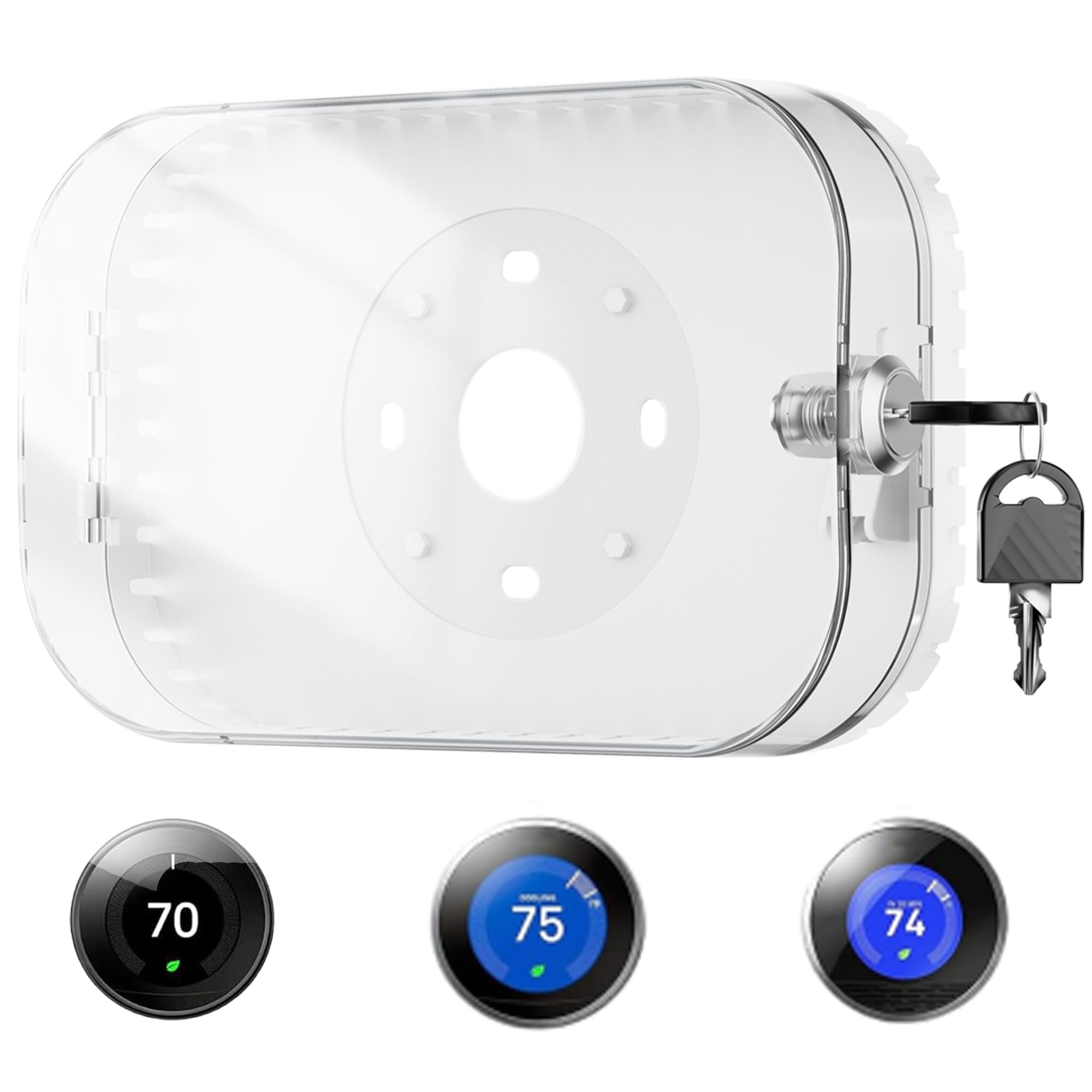 Photo 1 of 2 in 1 Thermostat Wall Plate with Lock Box and Key, Compatible with Google Nest Thermostat 1st/2nd/3rd Wall Plate Cover, White