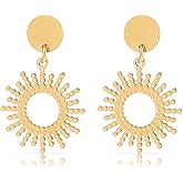 Made by Nami Sunburst Earrings for Women 18K Gold Plated Gold Sun Earrings Lightweight Celestial Jewelry for Women Hypoallergenic Jewelry Gift