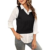 HOCOSIT Women's Knitted V-Neck Vest Argyle Plaid Preppy Style Sleeveless Pullover Crop Sweater Vest