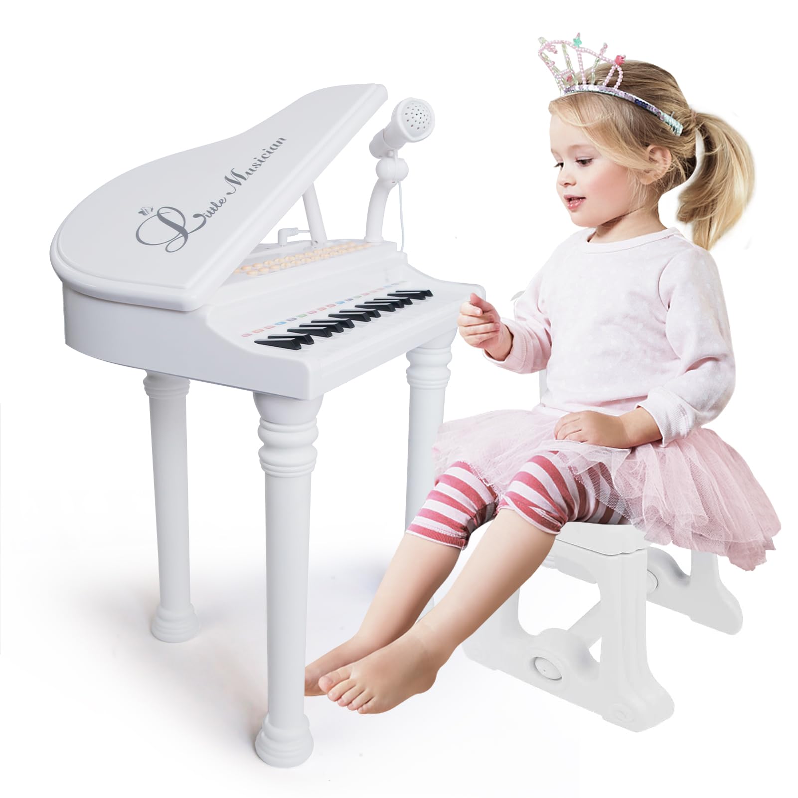 Photo 1 of Love&Mini Piano Toy Keyboard 31 Keys for Age 3+ Year Old Girls Boys Birthday Gifts, Kids Keyboard Toy Instruments Piano with Microphone and Stool