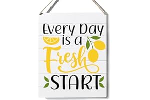 XIOLCXDR Kitchen Lemon Sign Farmhouse Every Day is a Fresh Start Wooden Sign Plaque Wall Hanging Posters Artwork 10”X8” Perfect Home Decoration…