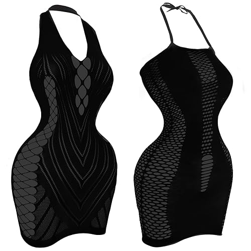 selizo Pack Fishnet Dress for Women, Black Fish Net Lingerie