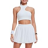 Airfree Women's 2 Piece Skirt Sets Bubble Mini Dress Y2K Irregular Crop Tank Daily Outfits Puffy Skirt with Shorts