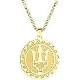 Chereda Poseidon Greek God Of The Sea Stainless Steel Necklace For Men Women Trident Talisman Pendant Necklace Jewelry