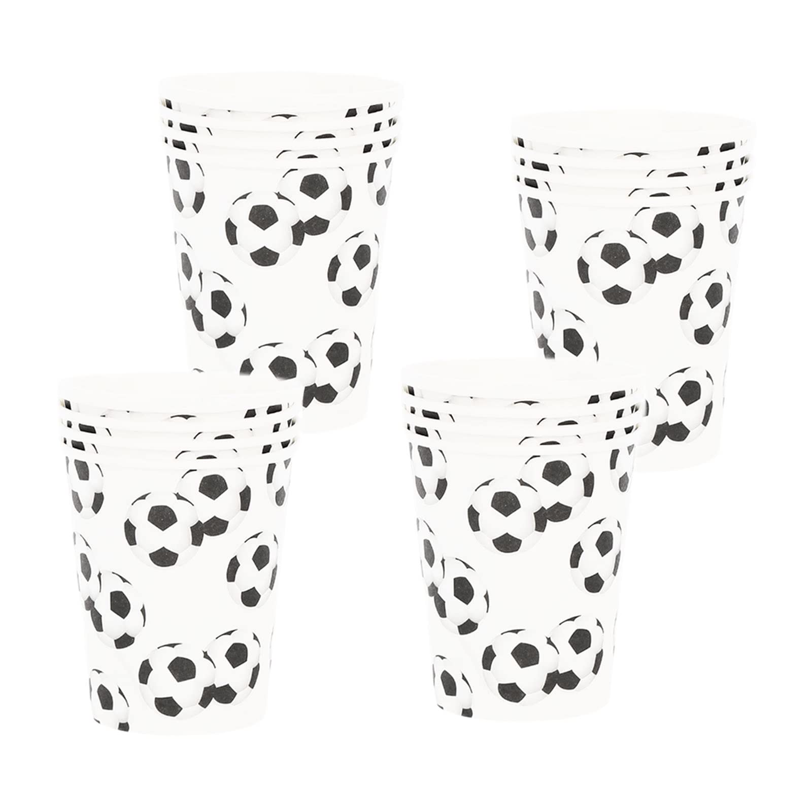 YAAVAAW Paper Cups for Football Party Decorations - White Soccer Design Goal Cups for Sport Games, Kids Holiday and Fans Party Decoration