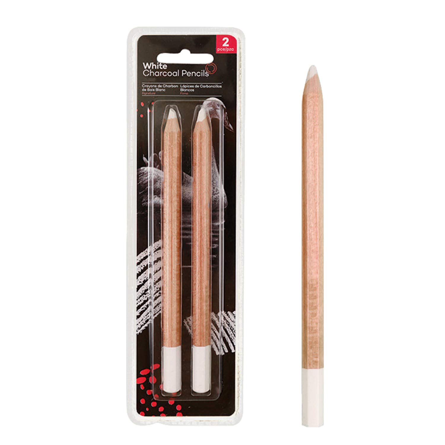 White Charcoal Pencils 2 PCS White Sketching Drawing Pencil Artist Sketch Drawing Pencils Set Highlight Pastel Pencil Painting Special White Charcoal Sticks Set Carbon Pencils 7mm for Drawing Art