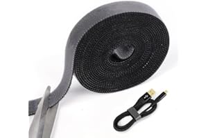 16Ft Cut to Length Straps Heavy Duty, Black Nylon Hook and Loop Straps, Reusable Multi-Purpose Long Cable Ties Organizer for 