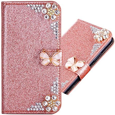 IKALITE Bling Glitter Diamond Kickstand Magnetic Wallet Stand Function for Samsung S9