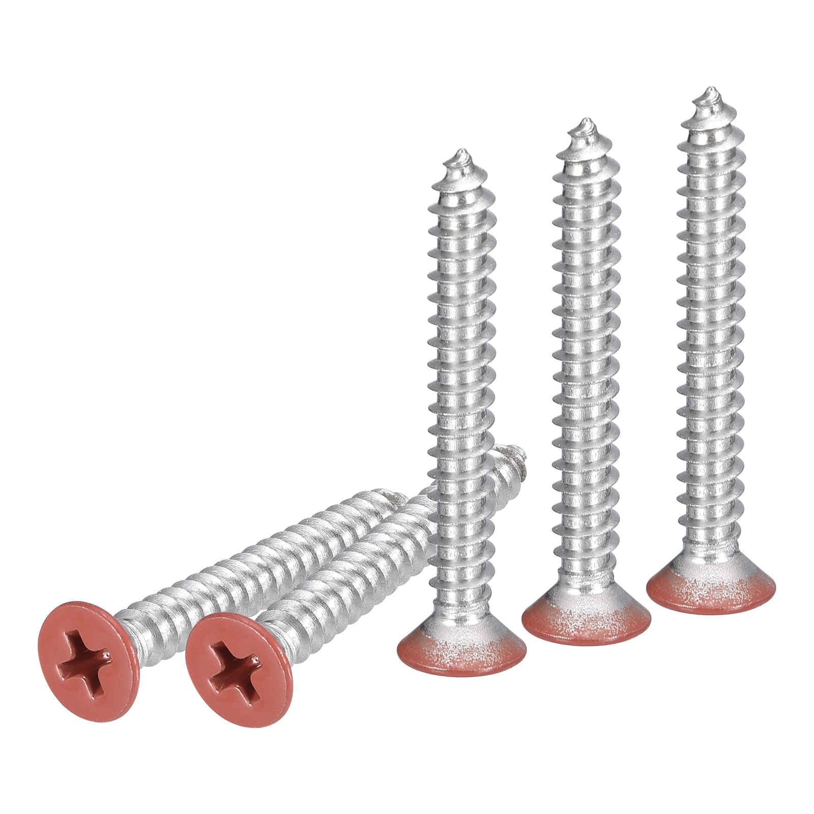 DTGN 100Pcs #10x1-1/2" Flat Head Wood Screws, 304 Stainless Steel Brown Phillips Self Tapping Screws - Good for Woodworking, Furniture - Black