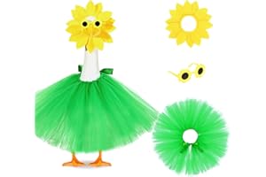 GANSHAYA Sunflower Porch Goose Outfits Summer Goose Outfit Headpiece Glasses Tutu Skirt for 23" Lawn Goose Outdoor Garden Yard Patio