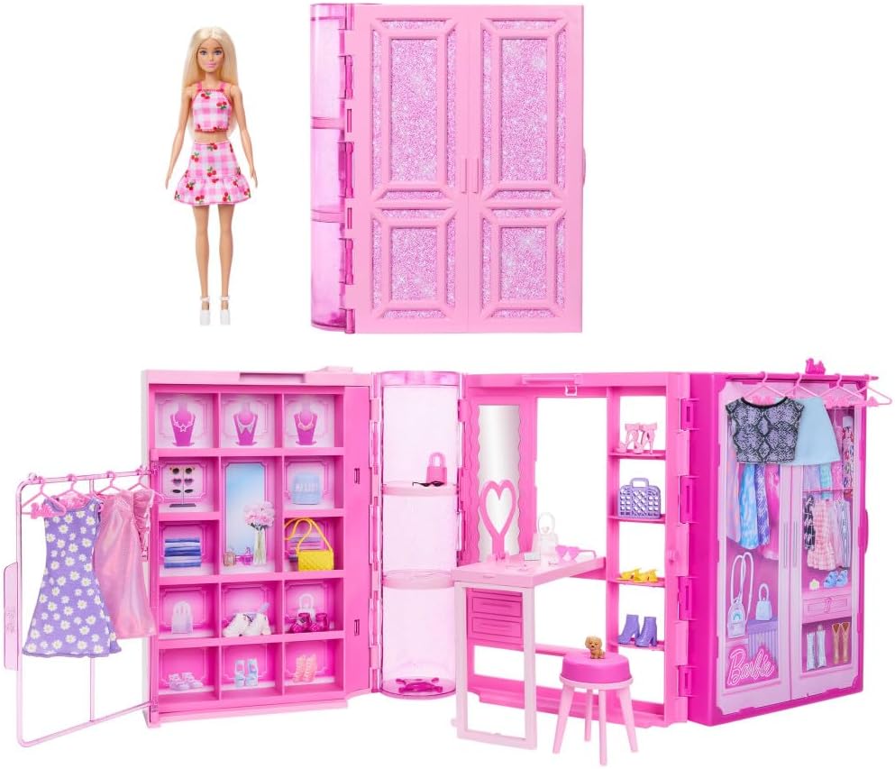 Barbie Dream Closet Playset with Blonde Doll 25+ Accessories 3-ft Wide