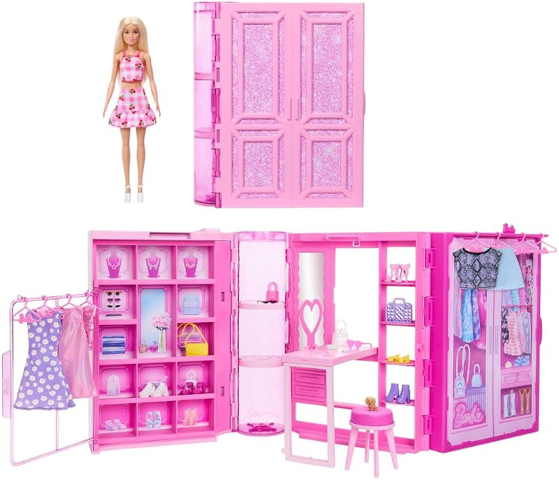 Barbie Dream Closet Playset with Blonde Doll 25+ Accessories 3-ft Wide
