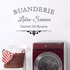 Versión Francesa Servicio De Lavandería Etiqueta De La Pared Tienda De